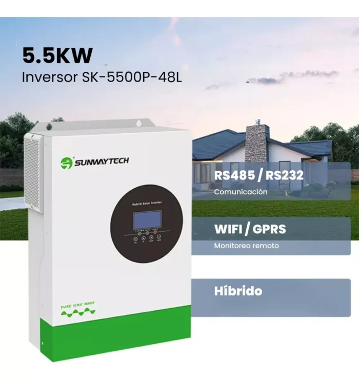 Inversor Con Regulador De Carga 5.5kw 48v  Onda Pura - Imagen 2