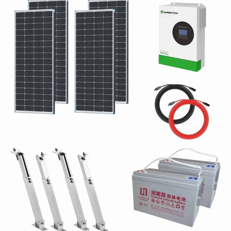 Kit Solar Hogar Panel Mono x4 + Inversor 3500w + Baterías + Soporte