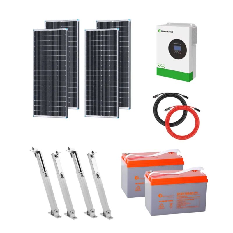 Kit Solar Hogar Panel Mono x4 + Inversor 3500w + Baterías + Soporte