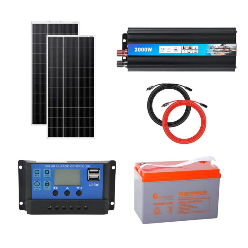 Motorhome Kit Solar 180w X2 Paneles + Inversor + Batería + Cable