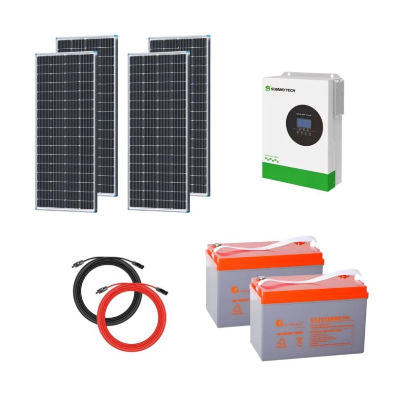 Kit Solar Hogar Panel Mono + Inversor 3500w Wifi Pwm + 2 Baterías