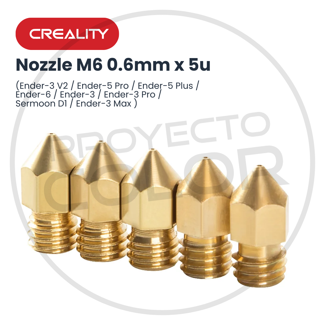 Nozzle M6 0.6mm x 5u - (Ender-3 V2 / Ender-5 Pro / Ender-5 Plus / Ender-6 / Ender-3 / Ender-3 Pro / Sermoon D1 / Ender-3 Max ) - Imagen 2