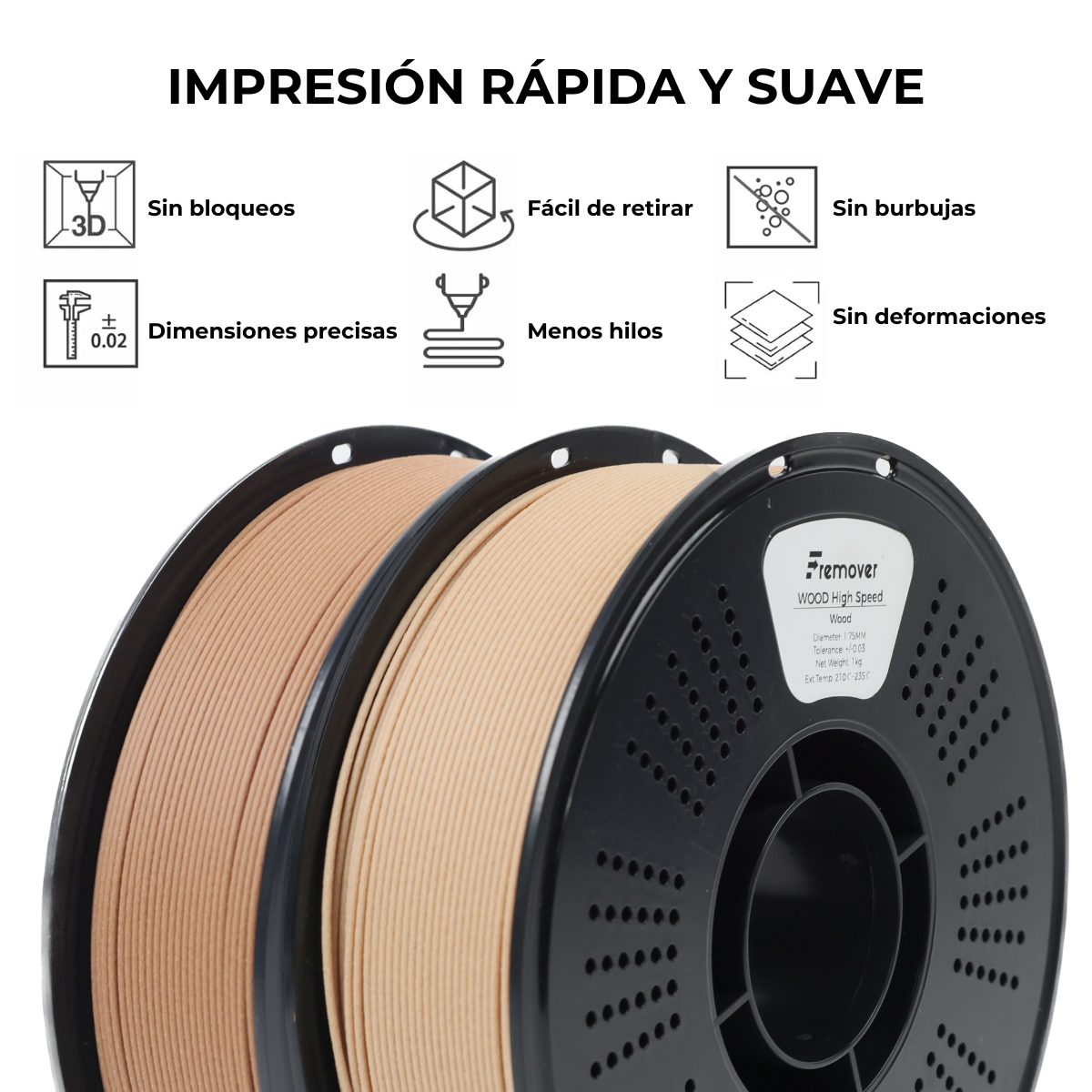 Filamento PLA WOOD High Speed Fremover x1kg - Imagen 2