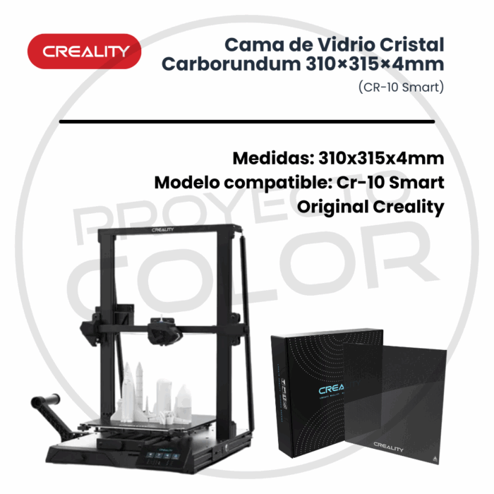 Cama de Vidrio Cristal Carborundum Creality 310×315×4mm (CR-10 Smart) - Imagen 5