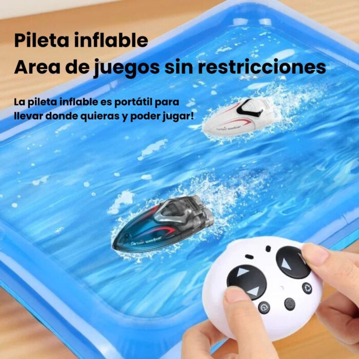 Mini Barco Control Remoto (2 Jugadores) Giro 360° Luces Led - Imagen 6