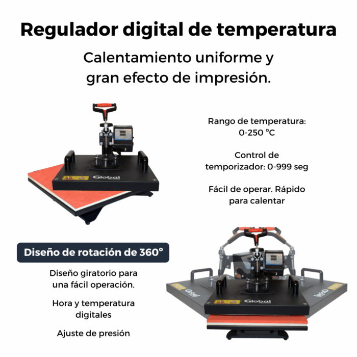 Plancha Global para Sublimación 30X38 - Kit 4 EN 1 - 250º 1400W PRO - Imagen 10