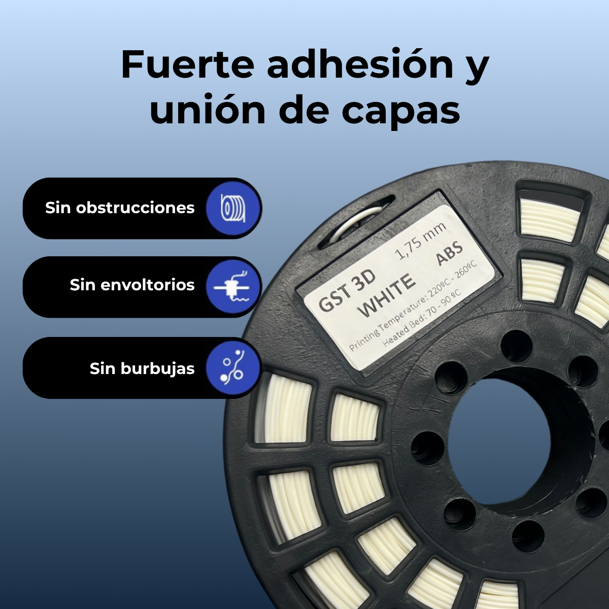 GST3D Filamento ABS Rollo x1 KG (Sin Caja) - Imagen 2