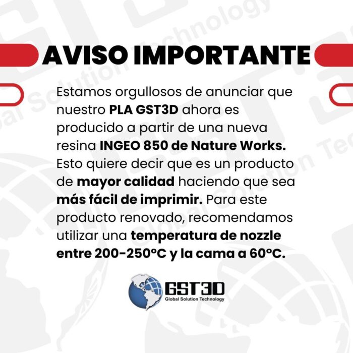 GST3D Filamento PLA+ x 500gr. (Surtido de Colores y Medidas) - Imagen 3