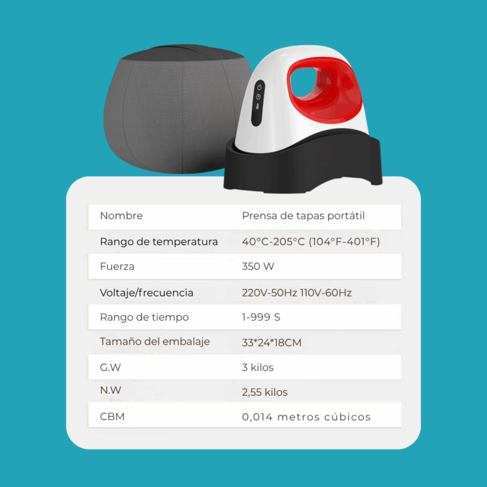 Sublimadora Estampadora Mini Portátil De Gorras GLOBAL - Imagen 6