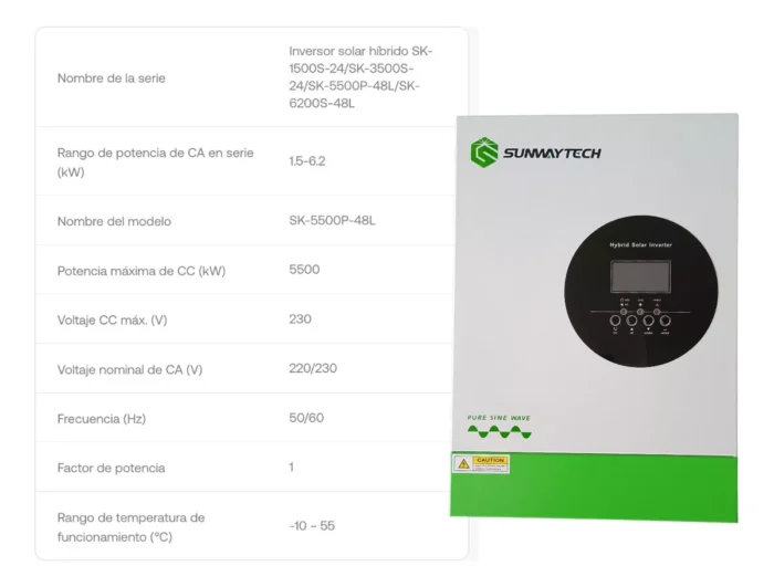 Inversor Con Regulador De Carga 5.5kw 48v  Onda Pura - Imagen 6