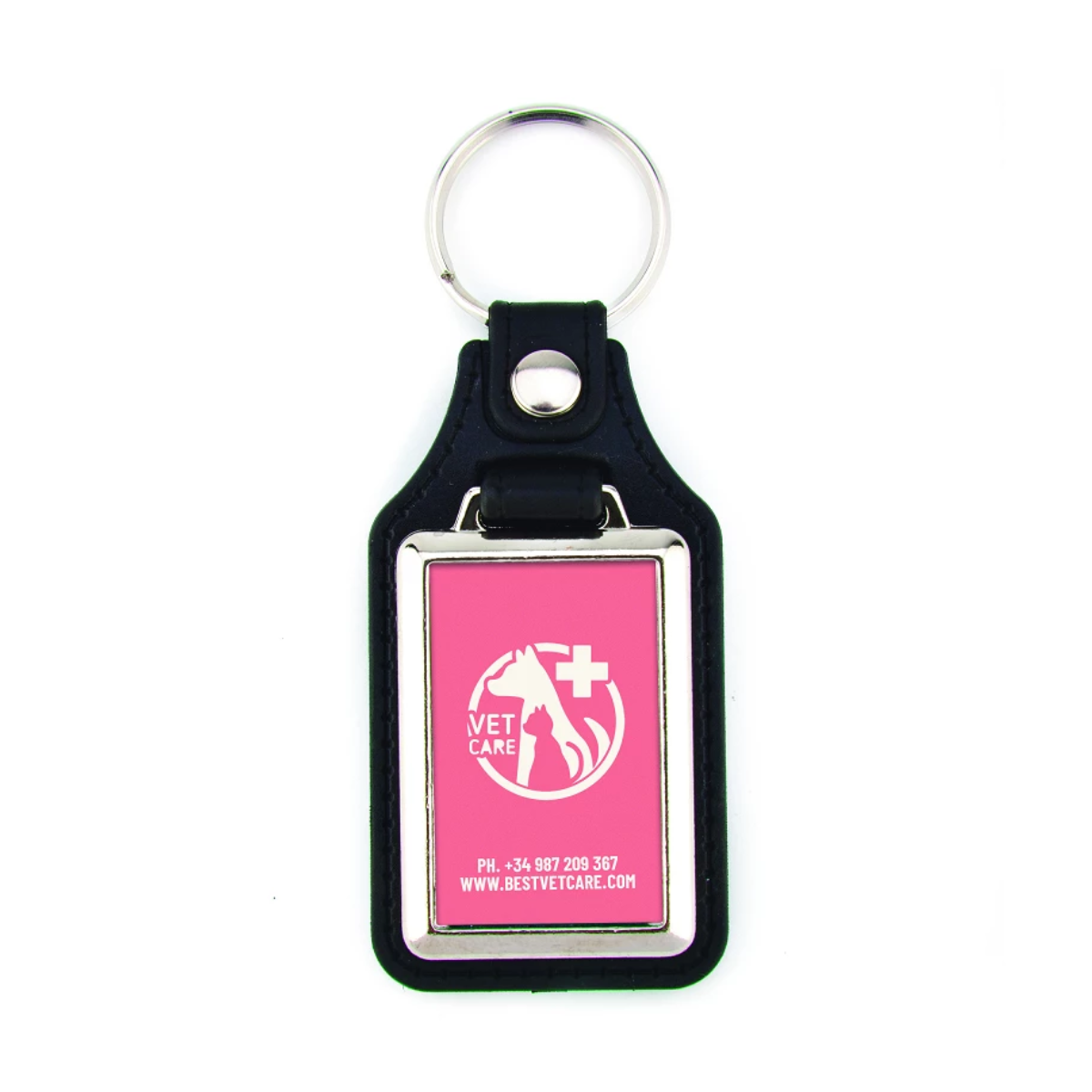 Llavero Negro símil cuero 25x40mm (x100)