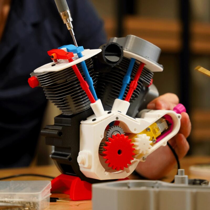 Kit Maker DIY Motor 2 Cilindros en V 4 Válvulas Impresión 3D Box Original de Bambu Lab