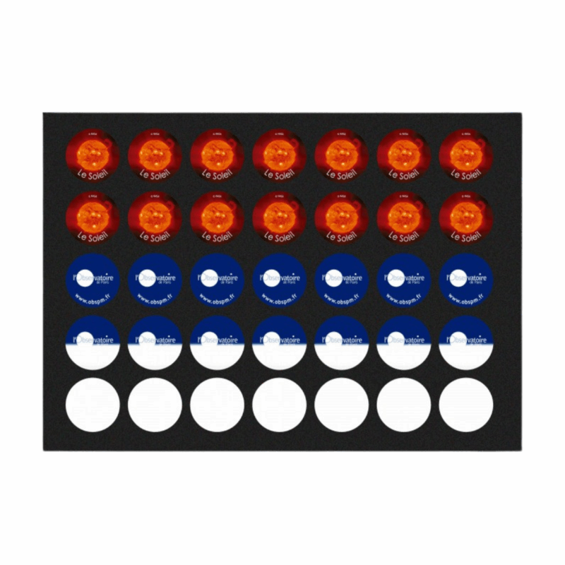 COMBO BASE A4 PARA (LUPAS DIAM. 33) EN NEGRO para impresión UV + SOPORTE Ø33MM PVC BLANCO (X100)