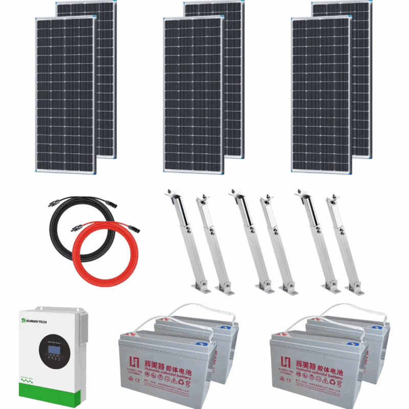 Kit Solar Hogar Paneles Mono + Inversor 5500w Wifi Pwm + 4 Baterías + Soportes