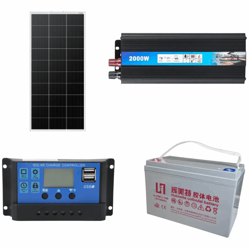 Combo Motorhome Kit Solar X1 Panel 180w + Inversor 2000w + Batería