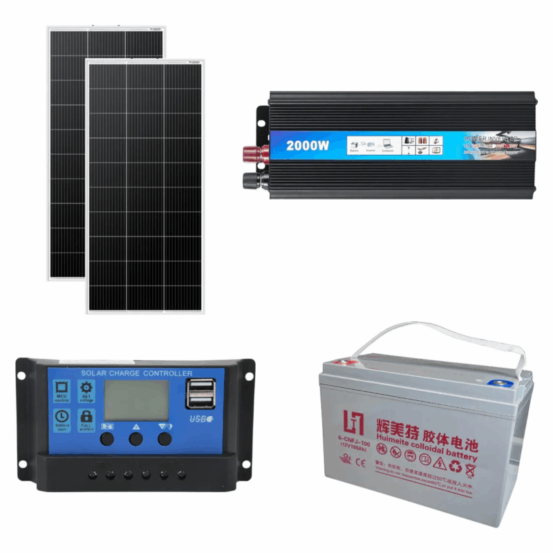 Combo Motorhome Kit Solar 180w X2 Paneles + Inversor 2000w + Batería