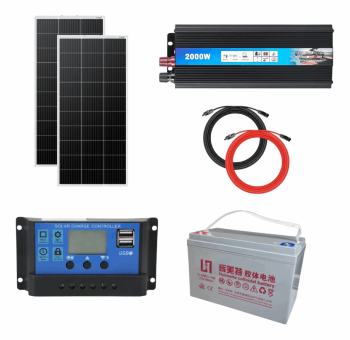 Motorhome Kit Solar 180w X2 Paneles + Inversor + Batería + Cable